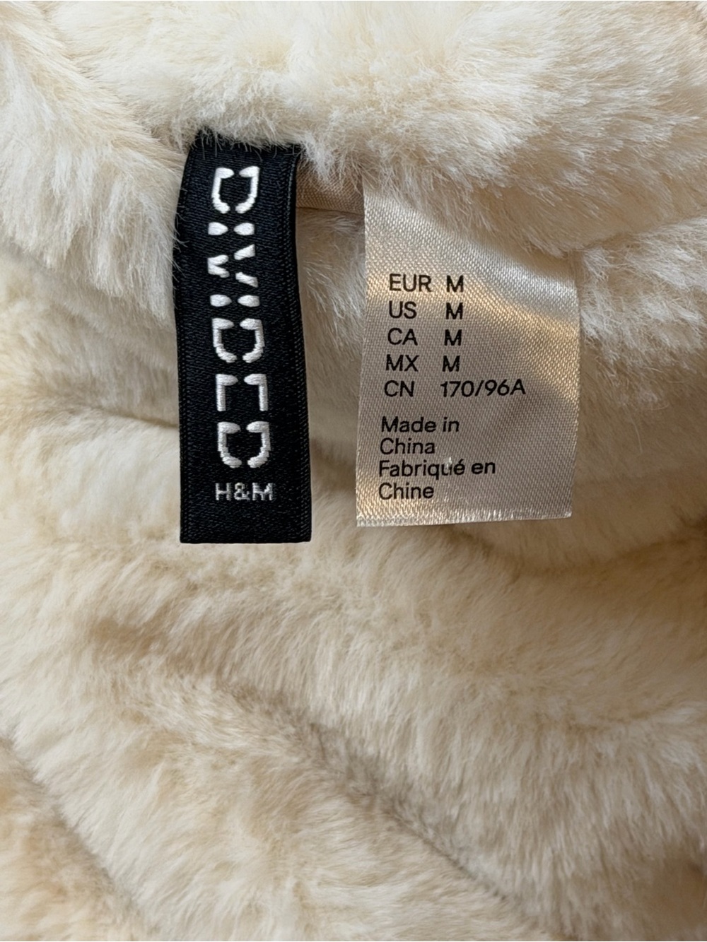 H&M Divided Reversible Teddy Fleece Hooded Jacket Cream Cropped Zip Women’s M - Picture 2 of 12